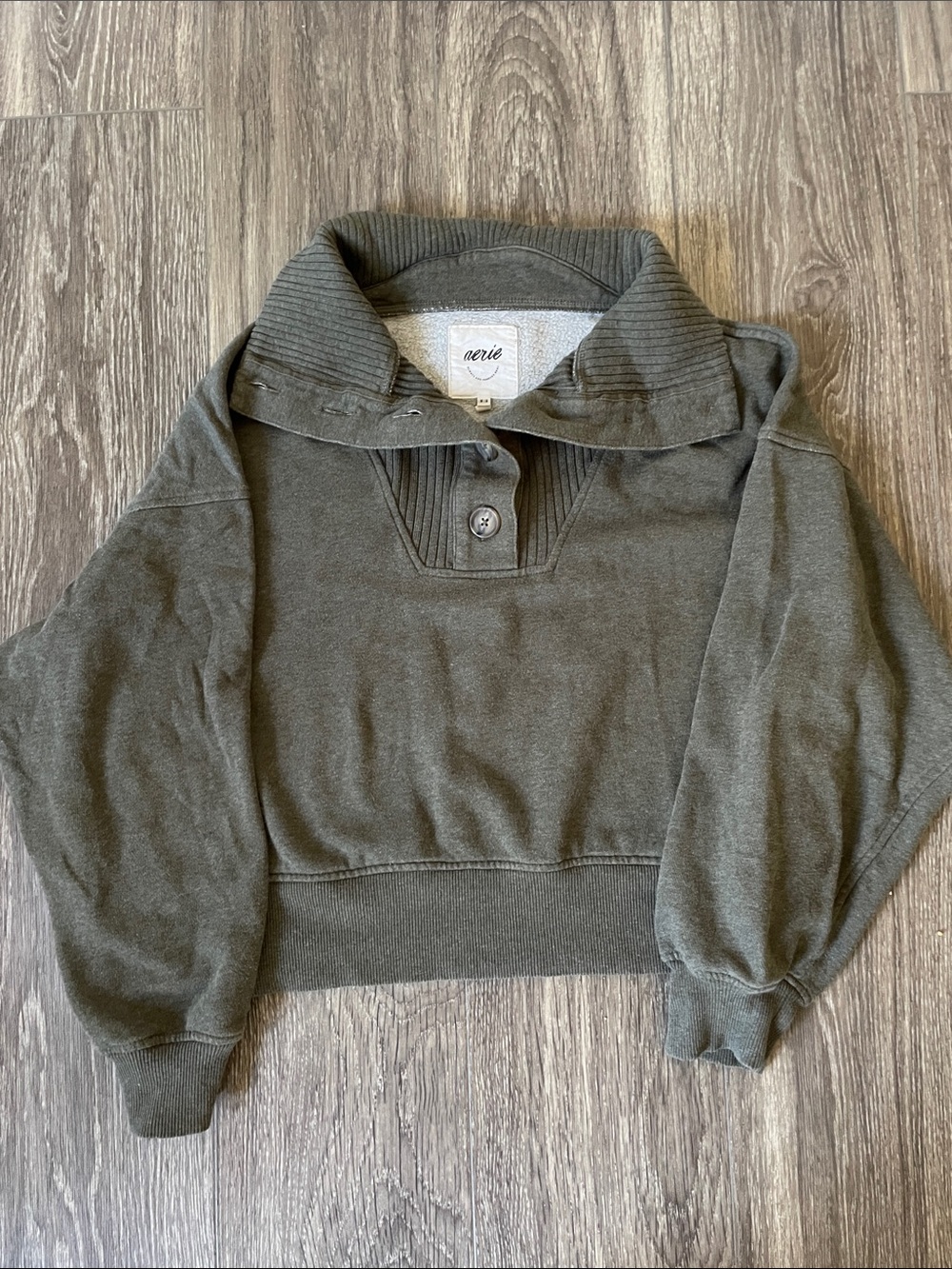 aerie Olive Shawl-Collar Pullover Sweater